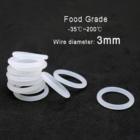 1050100pcs wire diameter 3mm food grade silicone o ring seal outer diameter 10mm 75mm white o ring gasket sealing rings