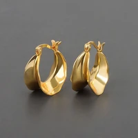 new gold color glossy irregular wave hoop earrings for women boho fashion simple party earrings 2022 trendy jewelry accessories