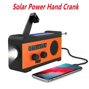 multifunctional emergency solar power hand crank generator 2000mah bank amfm radio dynamo led flashlight portable phone charger free global shipping
