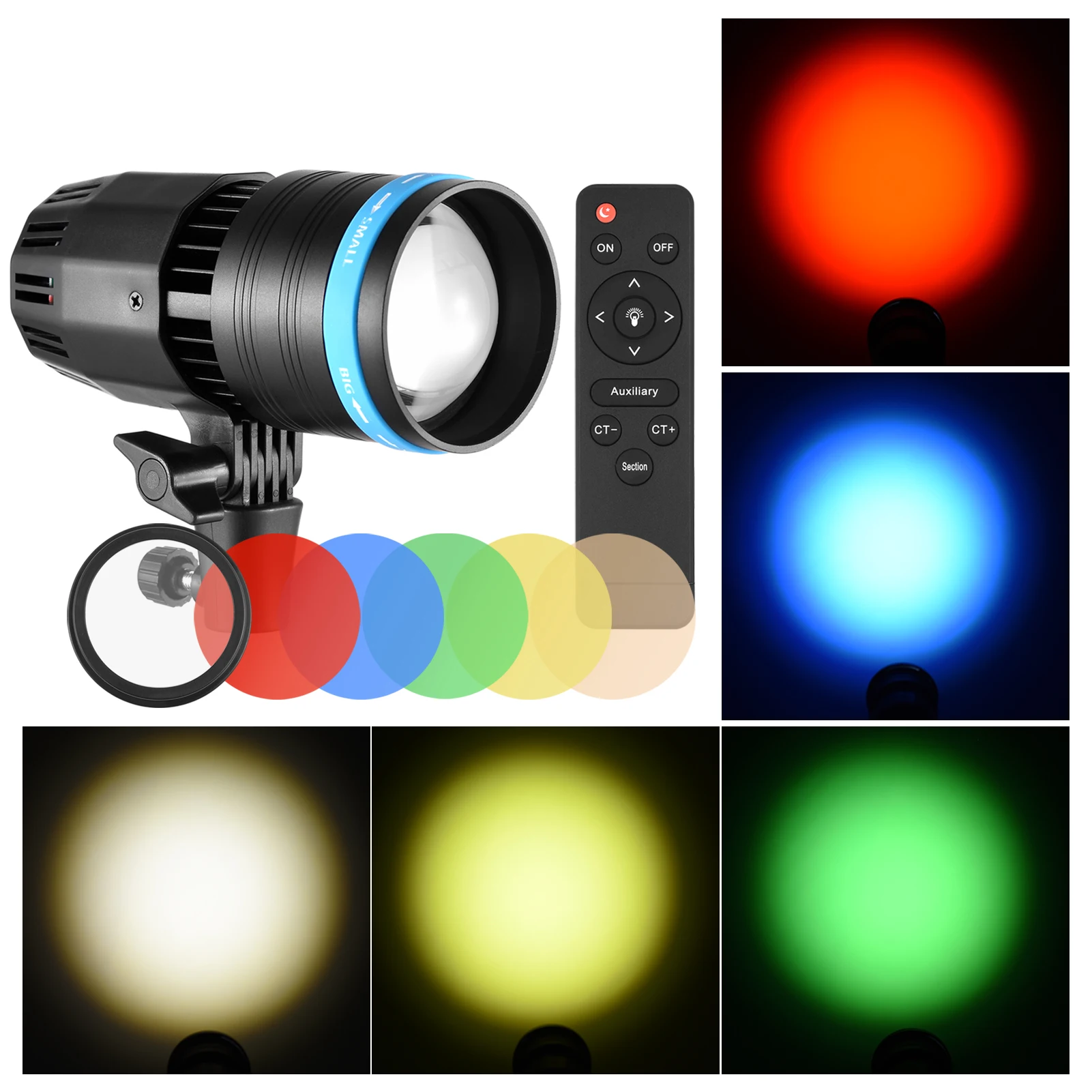 

Andoer Video Light 50W COB Spotlight Photography Continuous Light 5500K with Remote Control 5pcs Color Filters for Photography