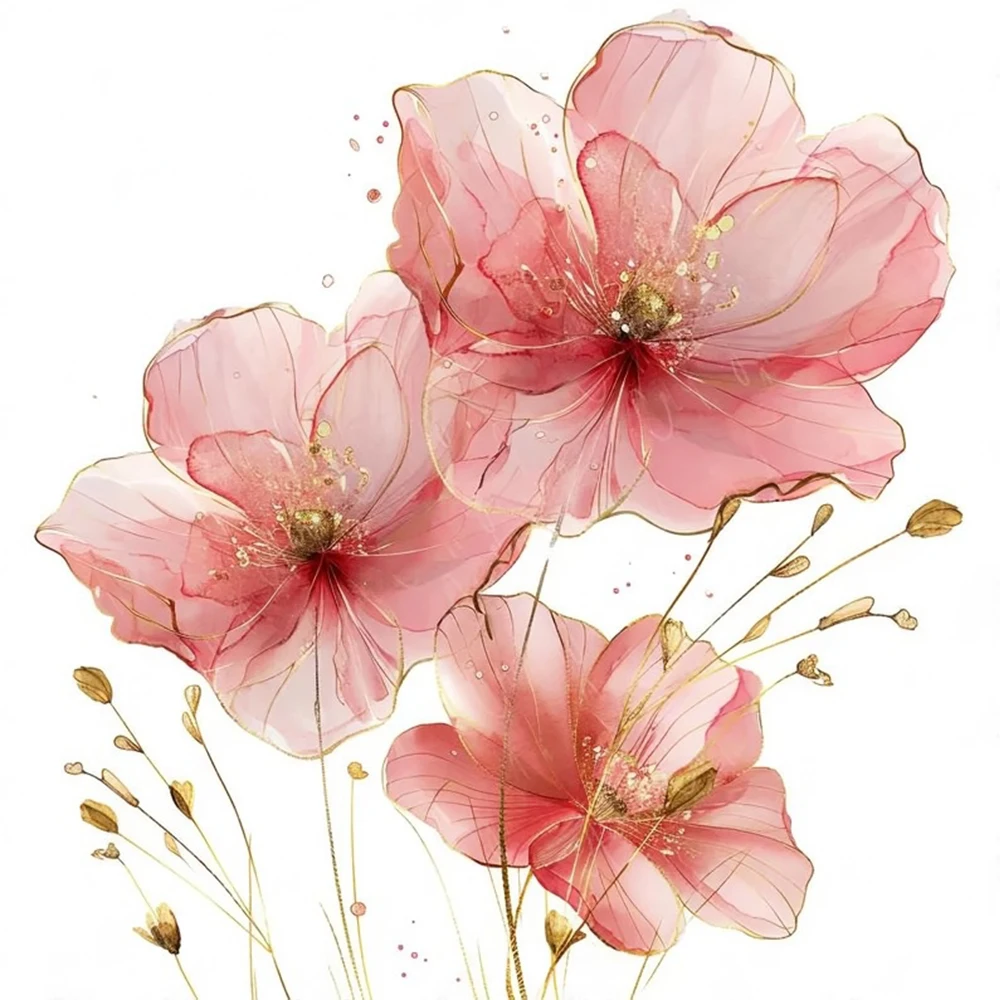 

Настенные наклейки ПВХ розовые цветы