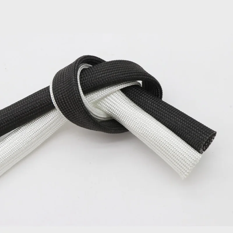 ID 1mm ~ 40 mm Braided Fiberglass Sleeve 600 Deg.C High Temperature Chemical Glass Fiber Tube Fiberglass Sleeving Black White