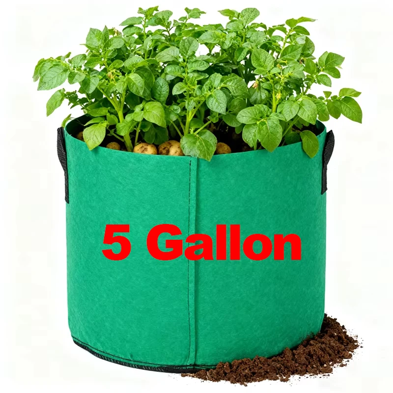 

SPONDWILD 5/7/10 Gallon Thickened Non-Woven Fabric Grow Bags, Aeration Plant Flower Pots with Handles for Vegetables & Plants