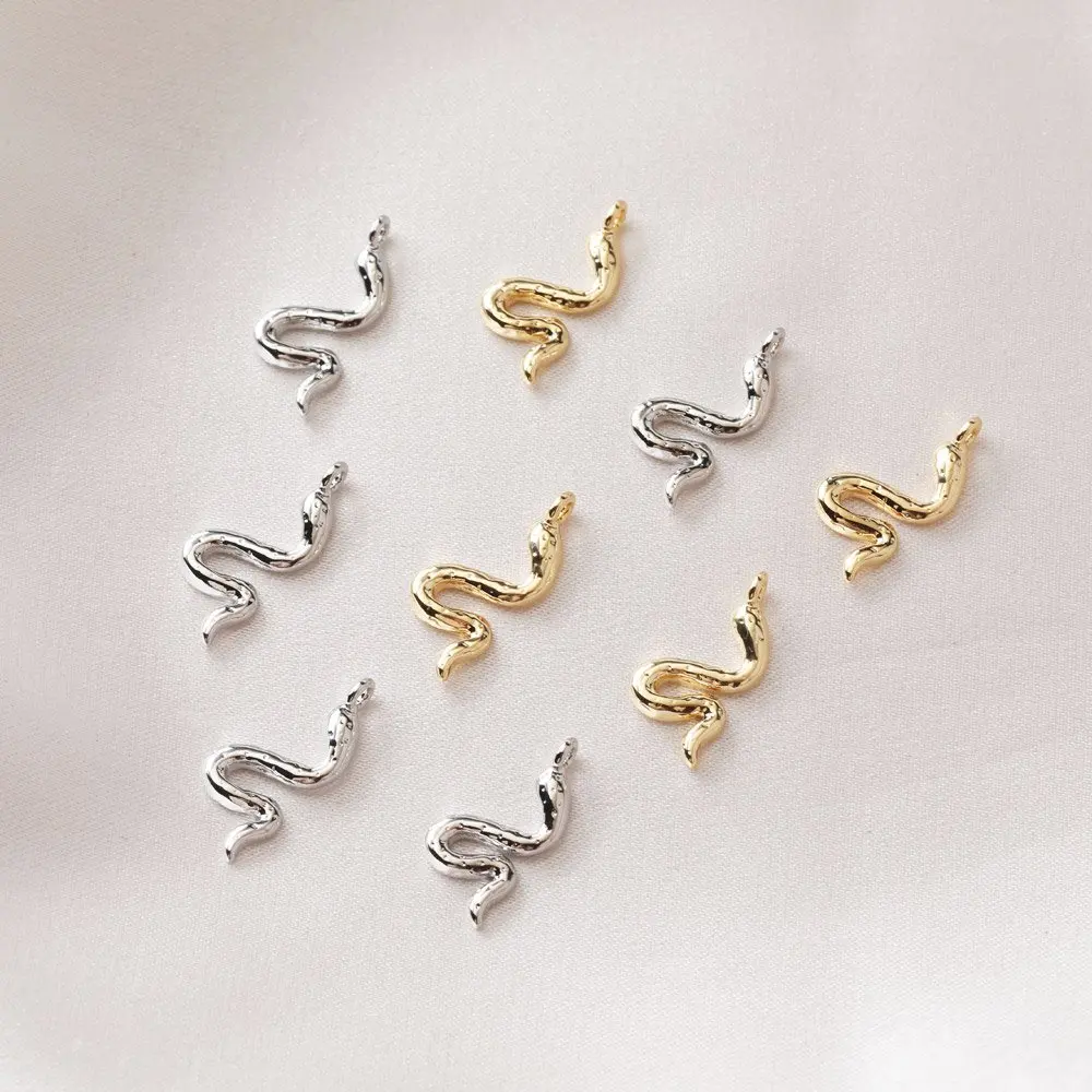 

6PCS Dainty Snake Drop Earrings Pendant Charms for Jewelry Making DIY Hand Made Brass 14k Gold Plated Accessories 7*16mm