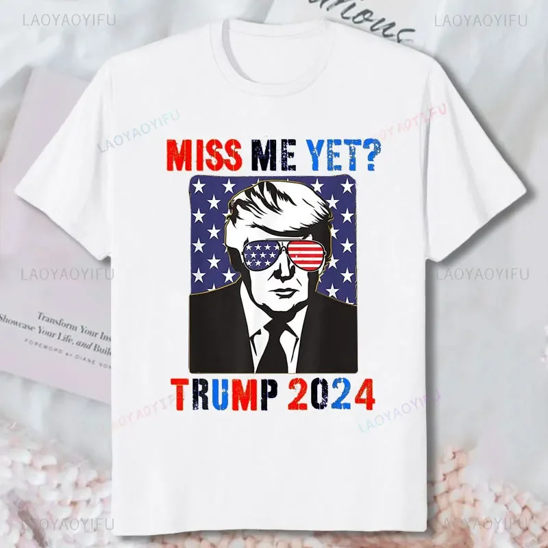 Забавная патриотическая футболка с изображением Трампа мисс меня еще 2024