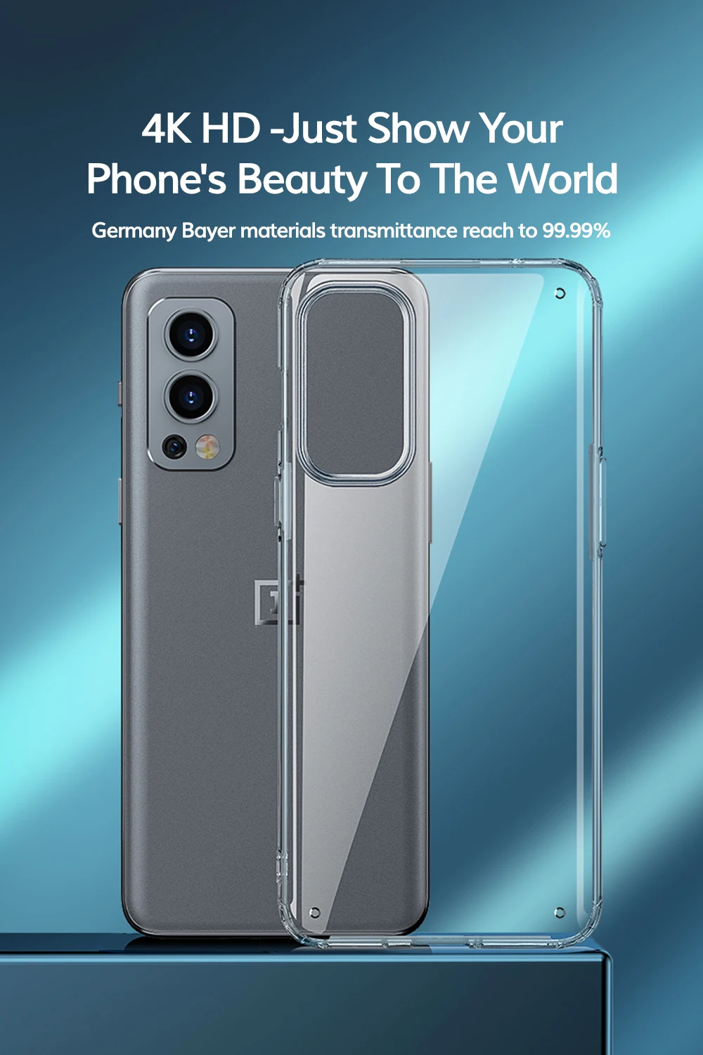 Tanie Odporny Na Wstrząsy Futerał UFLAXE Do OnePlus Nord 2 5G WLONS Niemcy Bayer 4K HD Krystalicznie Czyste Tylna Pokrywa Anty-żółta Obudowa