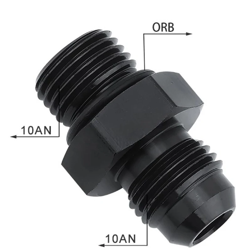 

2PCS ORB-10 O-ring Boss AN10 10AN to AN10 10AN Male Adapter Fitting Black Anodized Oil Cooling Connector
