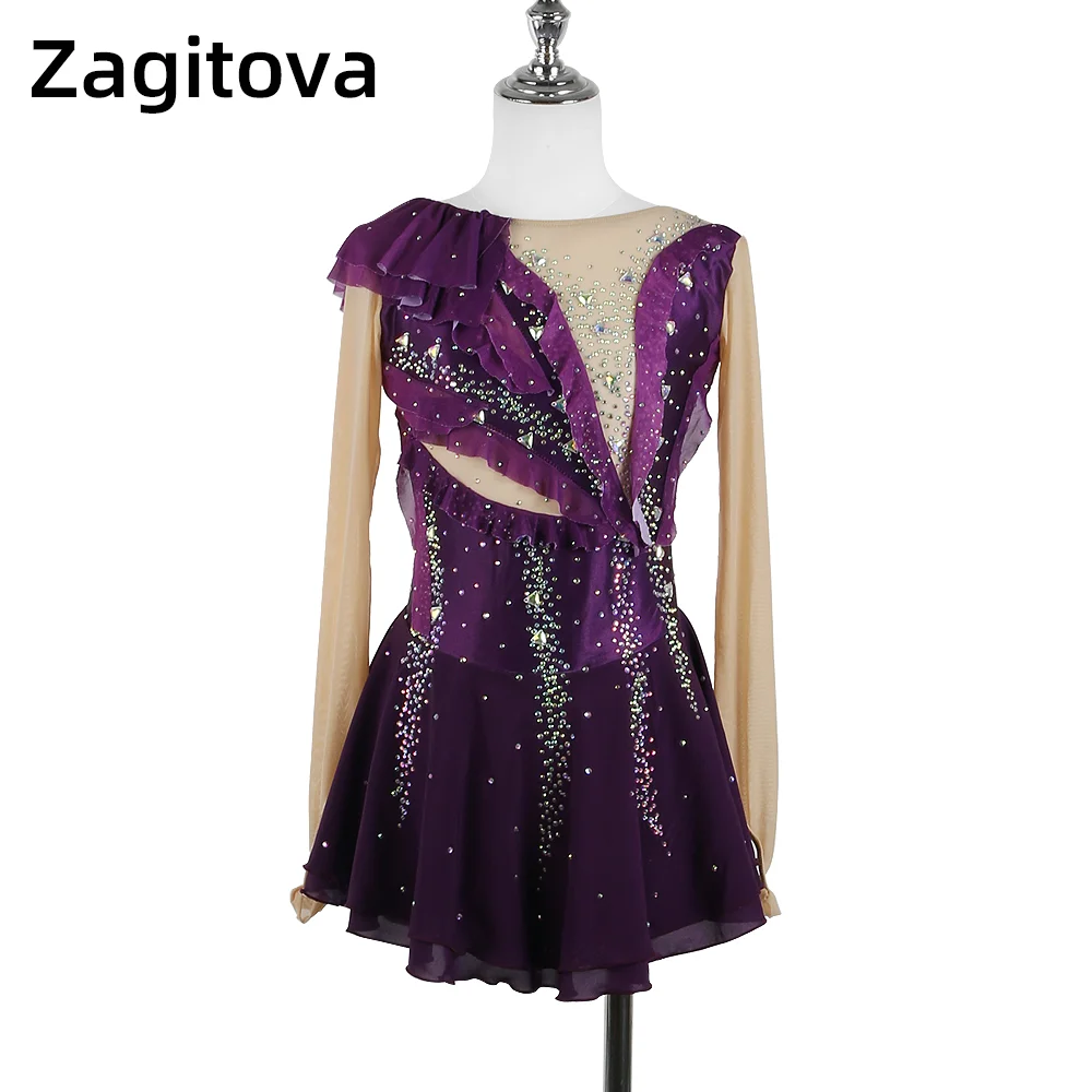 Zagitova индивидуальное платье для фигурного катания женщин и девочек юбка на
