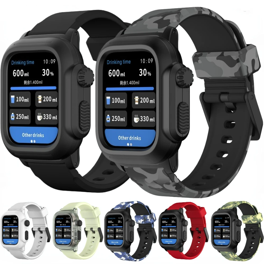 

Waterproof Protective Shell For Apple Watch 45mm 44mm 40mm 42mm Integrated Wristband iWatch Series 8 7 6 5 4 3 SE Anti-fall Case