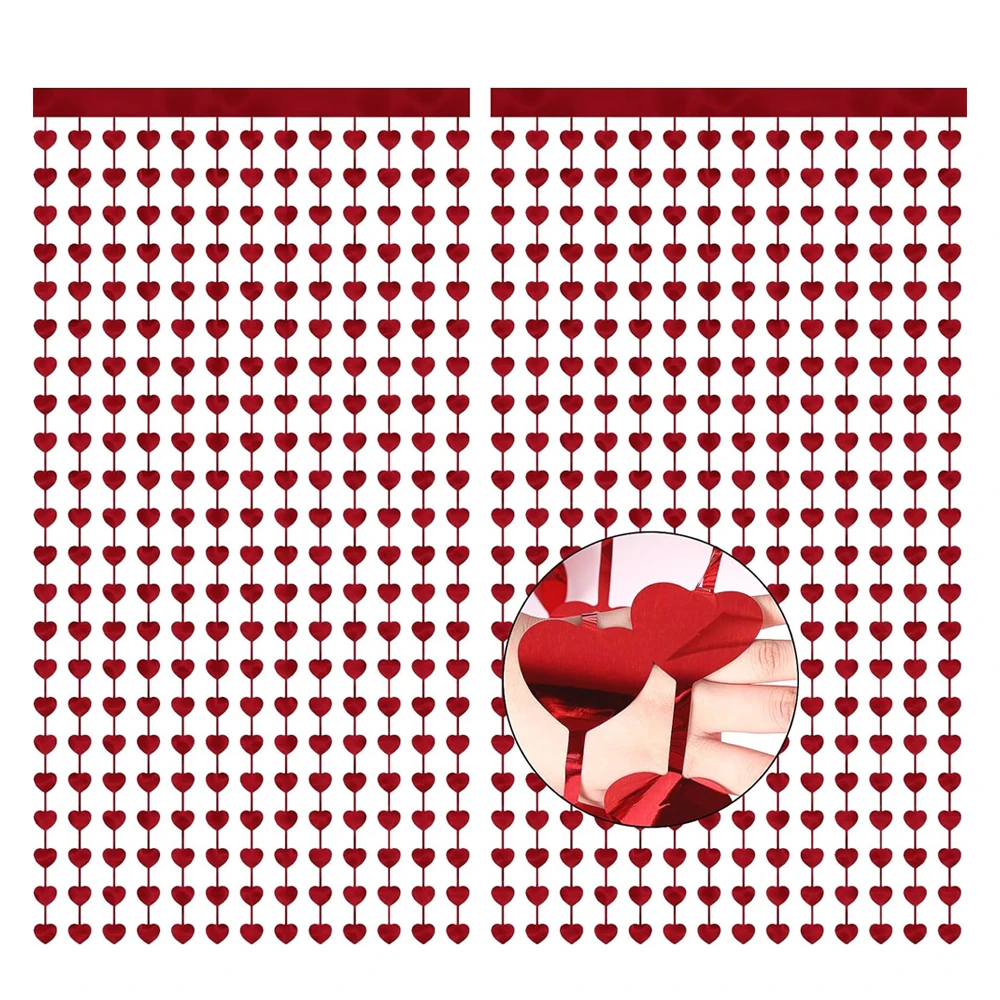 2 упаковки фольгированные занавески в форме сердца красная розовая золотая