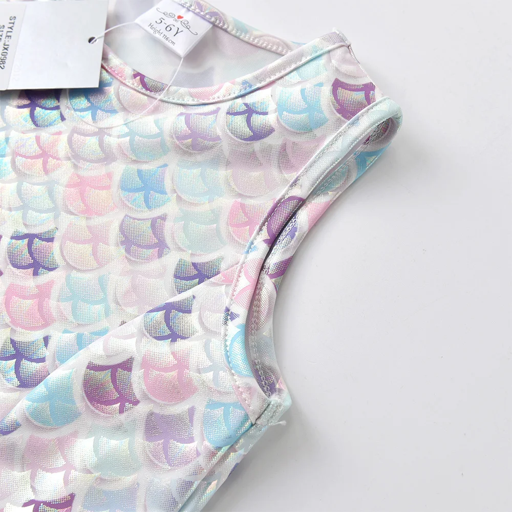 Платье детское летнее без рукавов из полиэстера с юбкой-годе