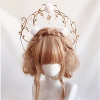 gold halo crown headband angel headpiece wedding bride hair band women headband virgin mary hairball headdress hair accessories