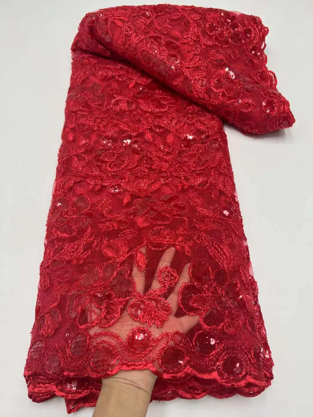 Африканская сетчатая кружевная ткань с блестками 2024 Высококачественная