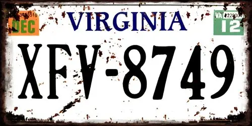 

Virginia License Plate Aluminum Novelty Car Decor License Plates 12"x6" Front of Car Decorative Retro Rusty 6x12 Inch