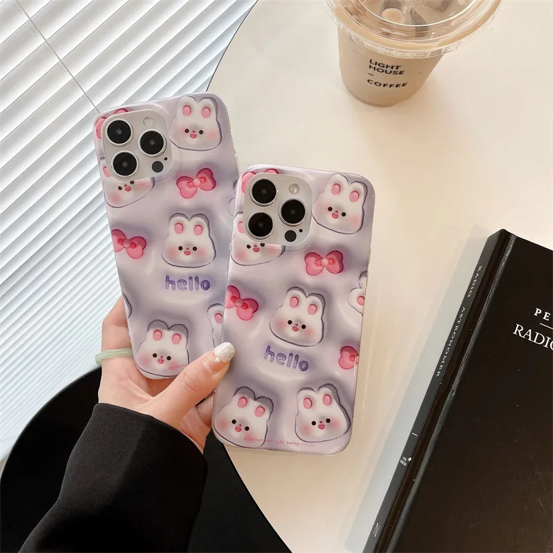 

3D Cartoon Cute Hello Rabbit Phone Case Cover for IPhone 11 12 13 14 Pro Max Shockproof Cases for IPhone 14 Pro Max Case