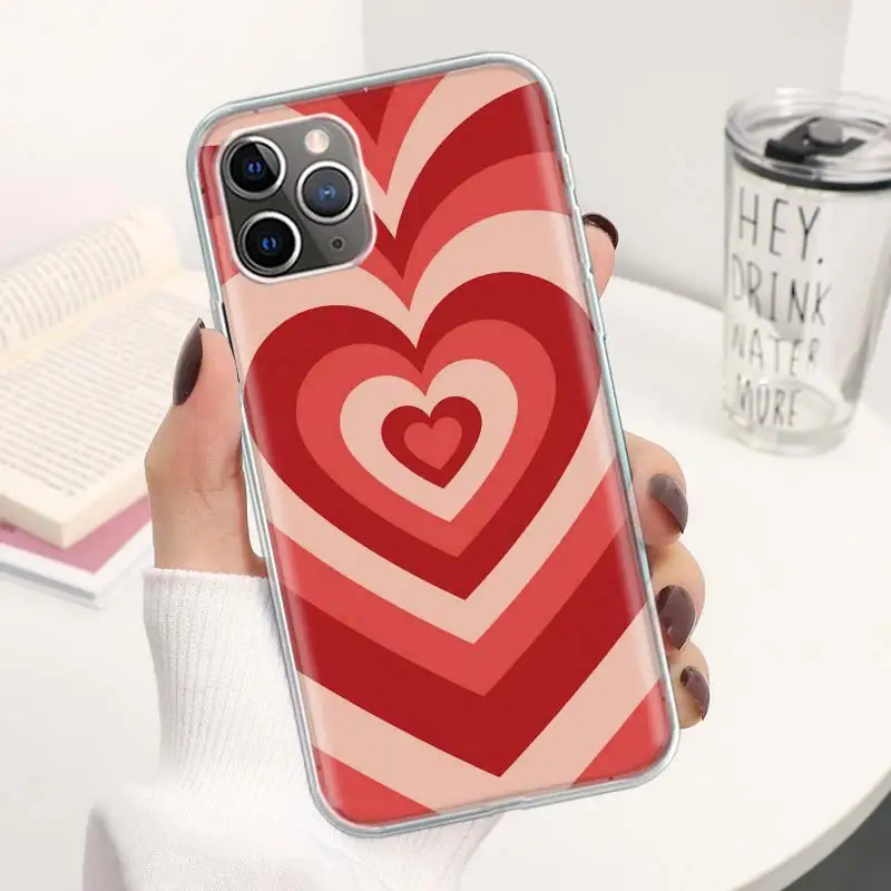 Модный чехол для телефона с фиолетовым сердцем и кругом iPhone 11 12 13 14 15 16 Pro Max 7 Plus 8 + X