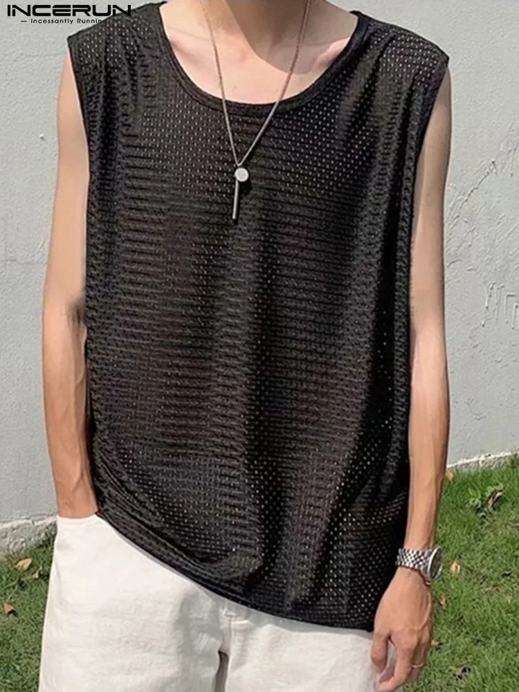 

Майка INCERUN мужская с круглым вырезом, Однотонная рубашка без рукавов, свободная повседневная Уличная одежда в Корейском стиле, лето 2022