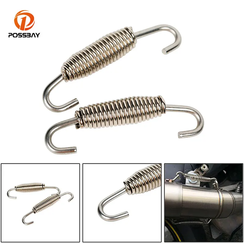 

60mm Motorcycle 2pcs Exhaust Pipe Rotatable Muffler Mounting Spring Hooks Accessories Front Middle Connect Link Pipes Universal