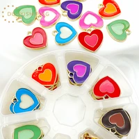10pcs alloy colorful drop oil double heart charms pendants jewelry making diy necklace bracelet earring making accessories bulk