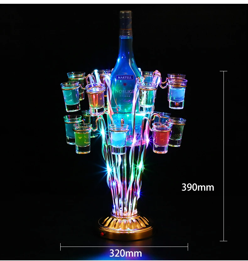

Rechargeable Battery LED Tree Flower Wine Bottle Glorifier Cocktail Cup holder Stand VIP Service Shot Glass Rack Party Decor
