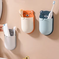 punch free cartoon rack bear bathroom wall mounted toothbrush storage drain rack pasta board bear cartoon tooth brush holders