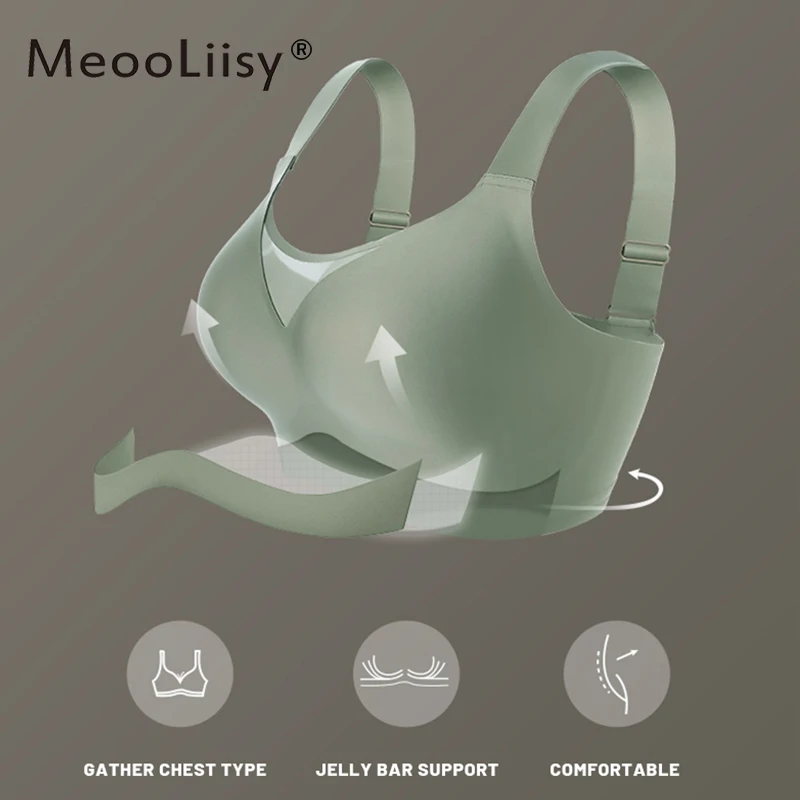 Meooliisy 2PCS/Set SUJI Summer Plus Size Ultra-thin Tube Top Bras for Women Minimizer Wire Free Underwear Seamless Lingerie 4XL