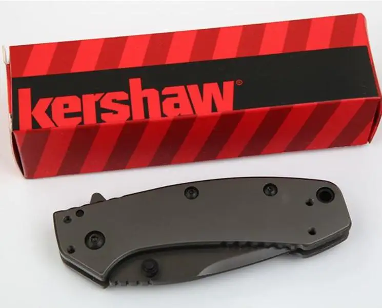 

Kershaw Titanium Tactical Folding Knife Hinderer Design Flipper Camping Hunting Survival Pocket Knife Utility EDC Collection