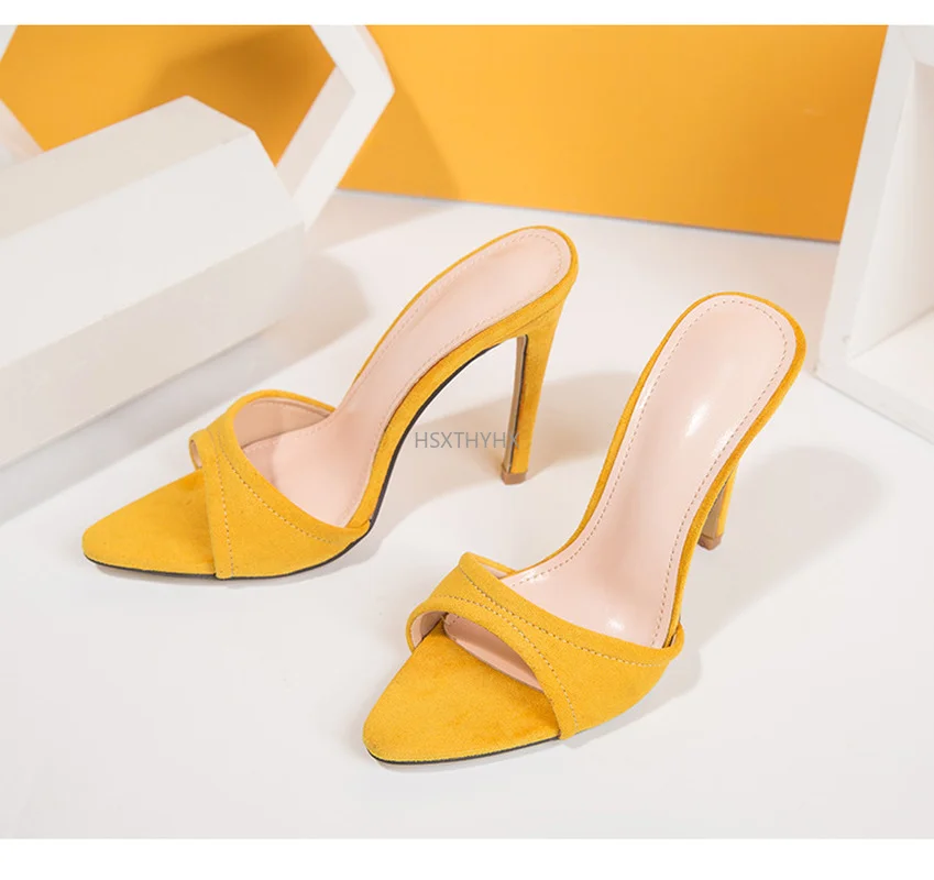

2022 New Summer stiletto Women Slippers Sandals Banquet Dress Large size slides Fashion Bridesmaid Wedding shoes