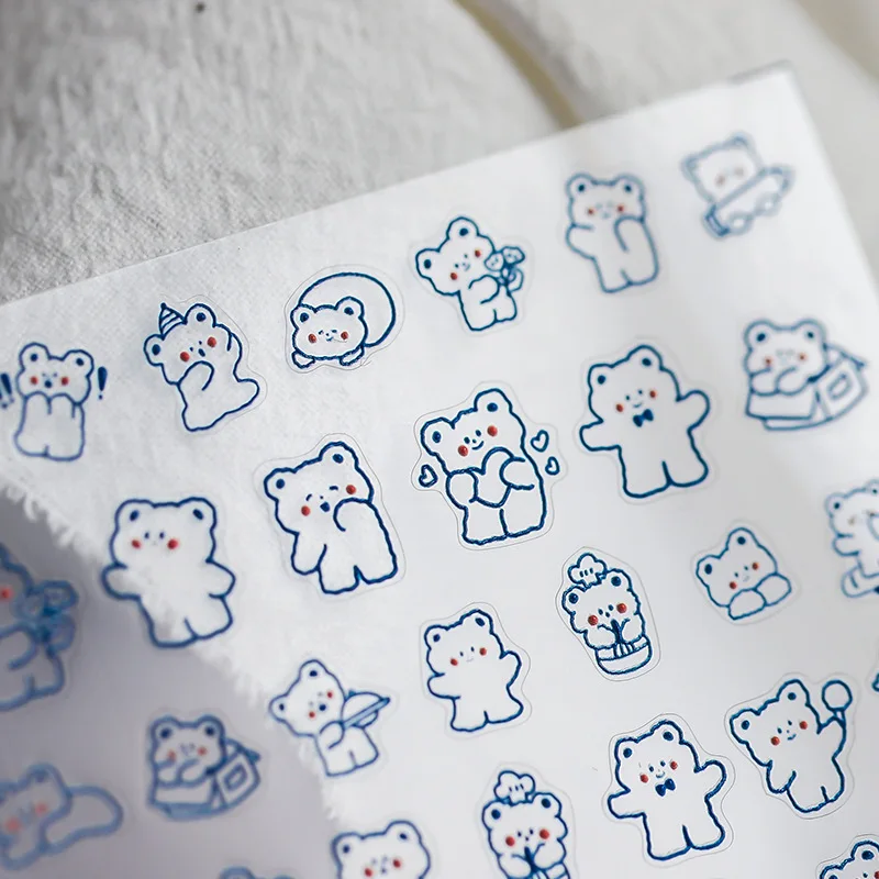 

Cartoon Anime Blue Little Bear Nail Stickers Sweet Girls Kids Women Nail Decals 5D High Quality Nail Art Decorations Accesoires