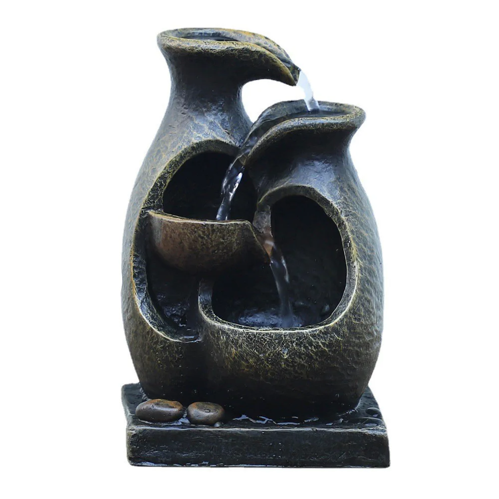 

Домашний 4-уровневый фонтан, настольный фонтан «Водопад» с успокаивающим звуком для офиса и дома, украшения фэн-шуй на удачу