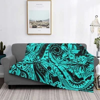 polynesian tribal teal collection blanket flannel textile decor hawaiian breathable soft throw blanket for bedding car quilt
