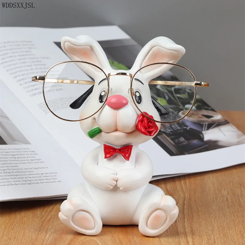 

Creative Cartoon Rabbit Glasses Stand Resin Crafts Multifunctional Pen stand Desktop Glasses Holder Shop Glasses Display Stand