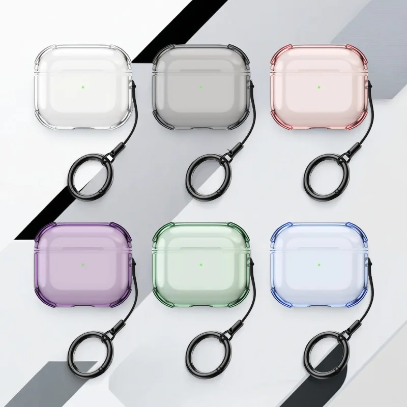 Фото Модный чехол для наушников Apple AirPods 1 2 3 Pro 2, чехол для наушников ярких цветов, чехол для наушников Air Pods 4, защитный чехол с крючком №1
