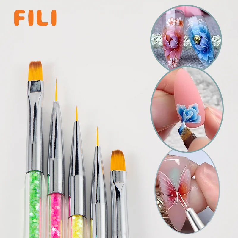 

Nail Art Brushes Kit French Stripes Lines Flower Painting Drawing Liner Brush UV Gel Polish Nails Lining Pen Acrylic Gel Brush