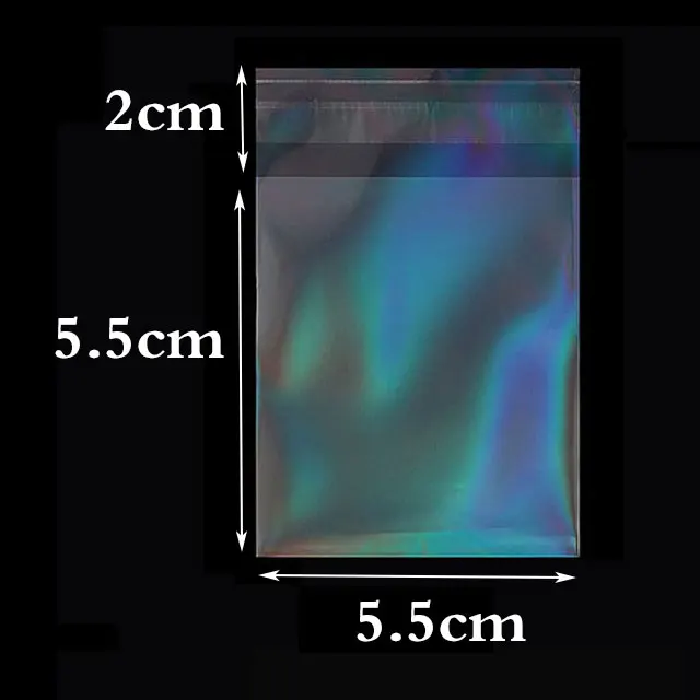 

50 шт., прозрачная голографическая лазерная самоклеящаяся сумка, цветные сумки Авроры для DIY ювелирных изделий, значок, подарочная упаковка, сумки для хранения
