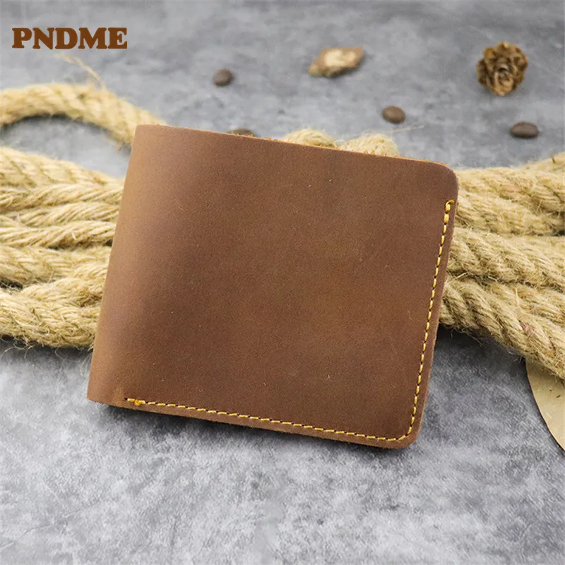 

Simple vintage multi-card genuine leather men's coin purse natural first layer cowhide short women's card holder wallet