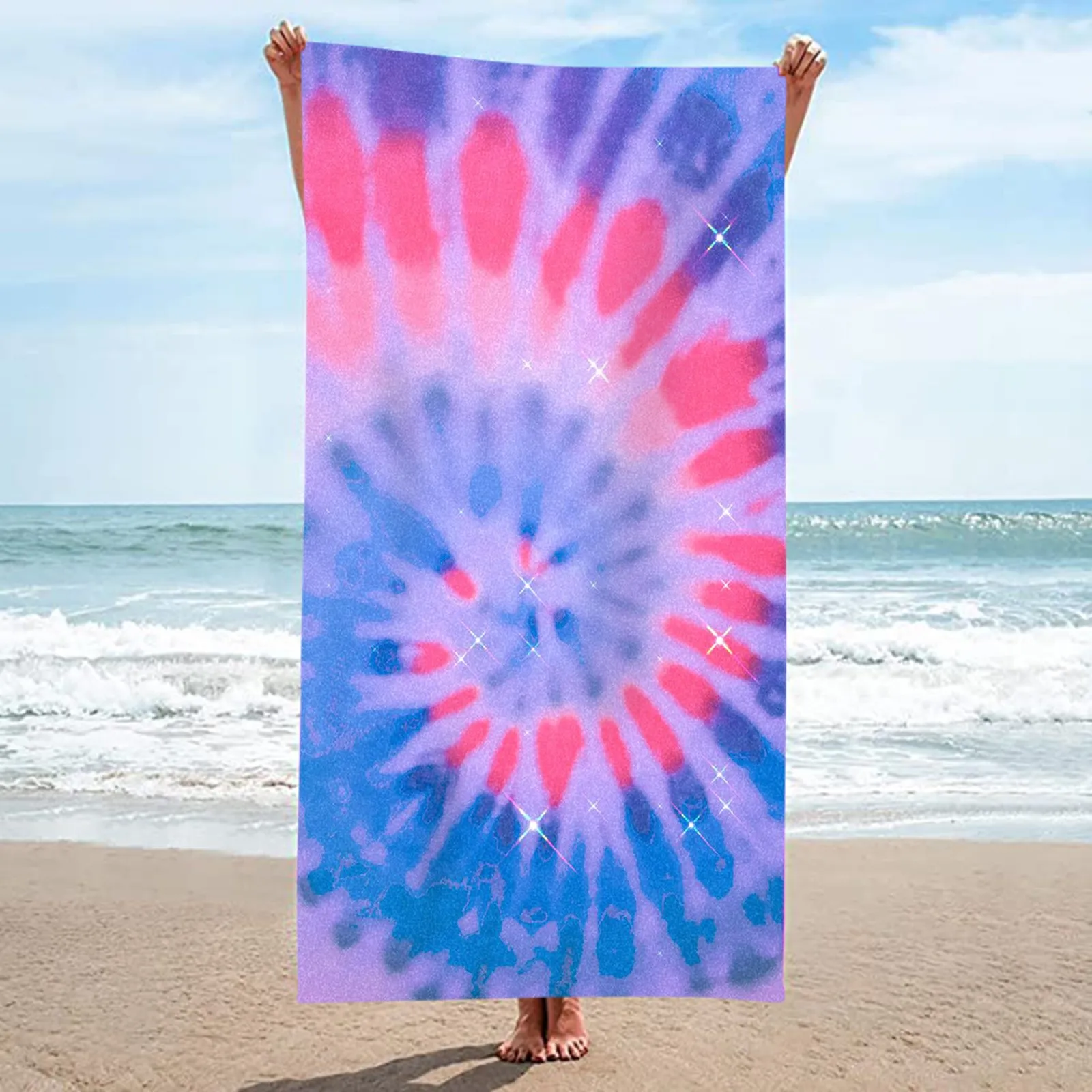 

Microfiber Beach Towel Ultra Light Hawaiian Beach Pattern Bath Sheets Purple Designer Towel Red Decorative Towels for Bathroom