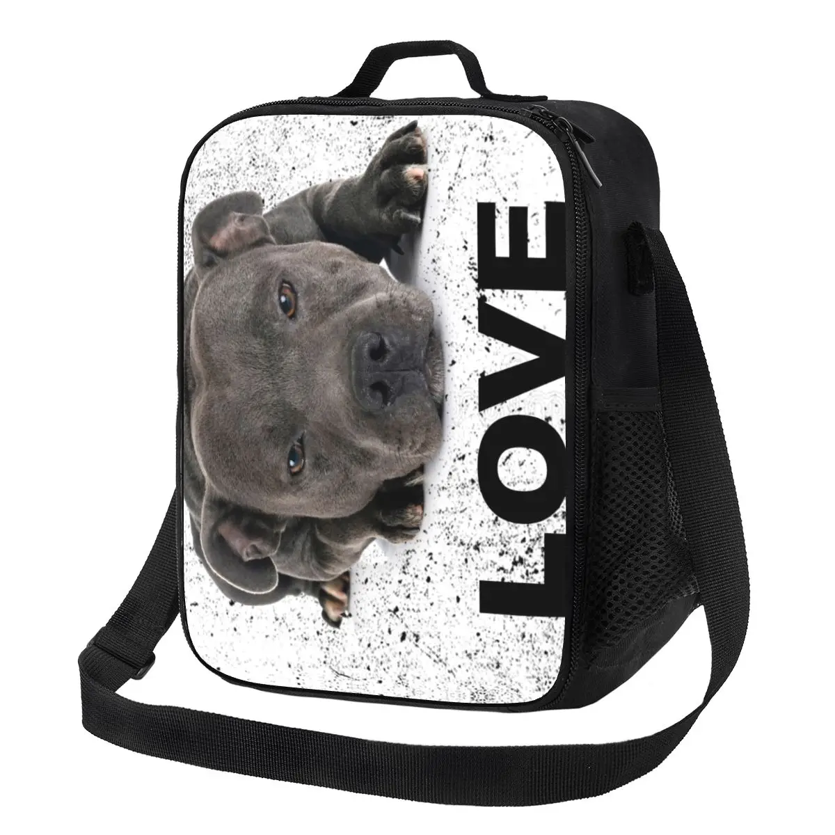 

Cute Staffordshire Bull Terrier Dog Love Thermal Insulated Lunch Bags Women Animal Resuable Lunch Tote for School Bento Food Box