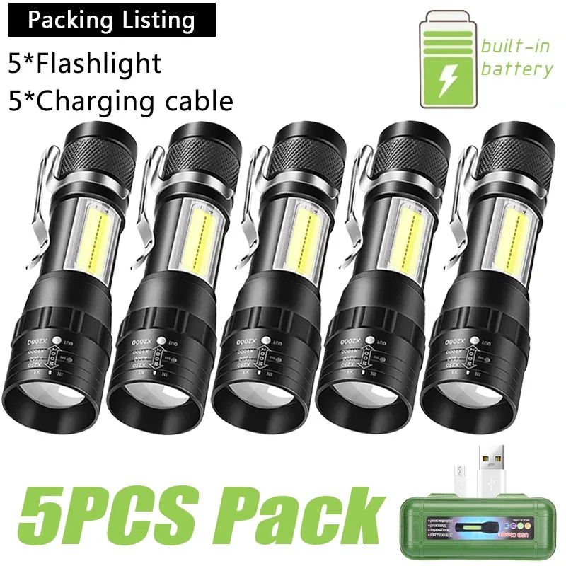 Q5 светодиодный мини-фонарик со встроенной батареей фонарик встроенным