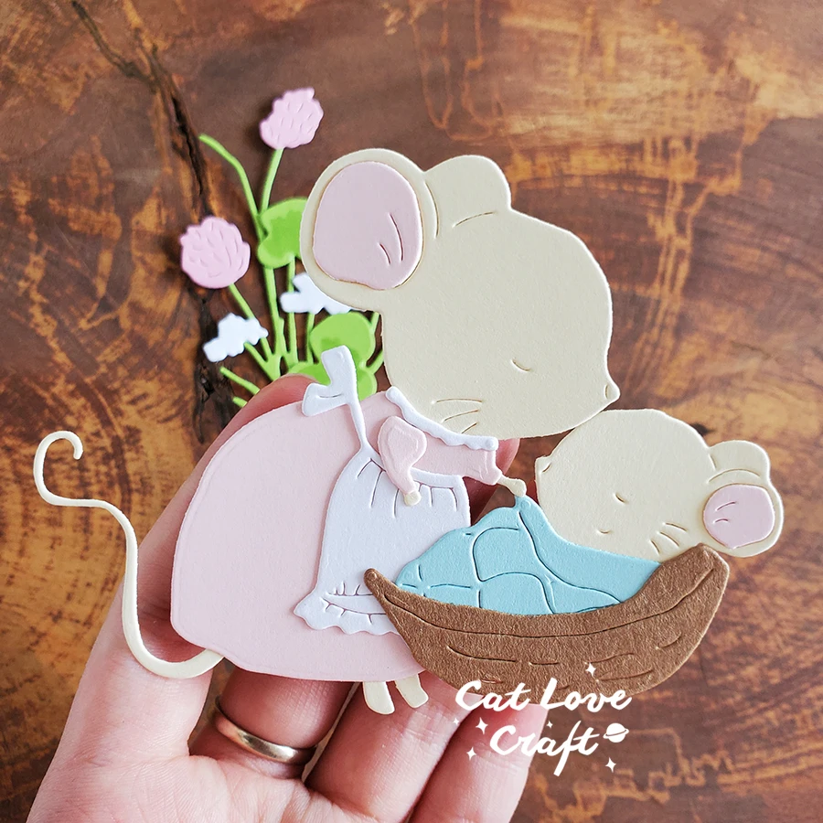 Металлические Вырубные штампы Catlove Mother Child Mouse в виде животных вырубные