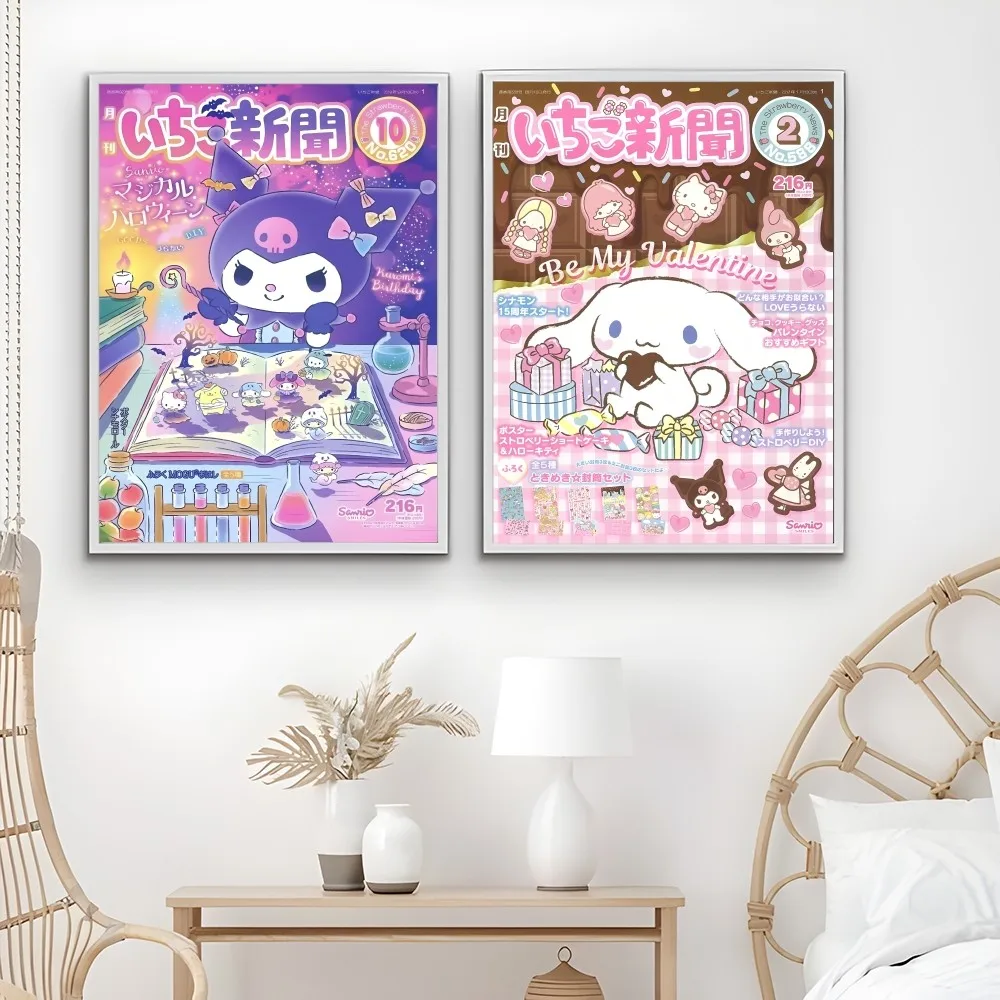 Hallokitty Cinnamoroll Kuromi милый постер липкий настенный художественный принт водостойкий