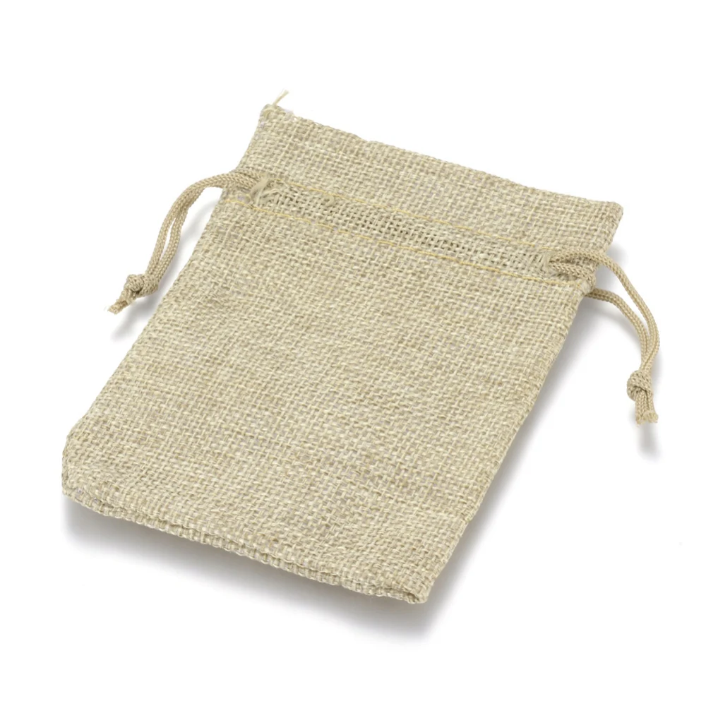 50pcs Simple Burlap Drawstring Bags Portable Jewelry Storage Pouches Wedding Party Christmas Gifts Candies Packaging Bag