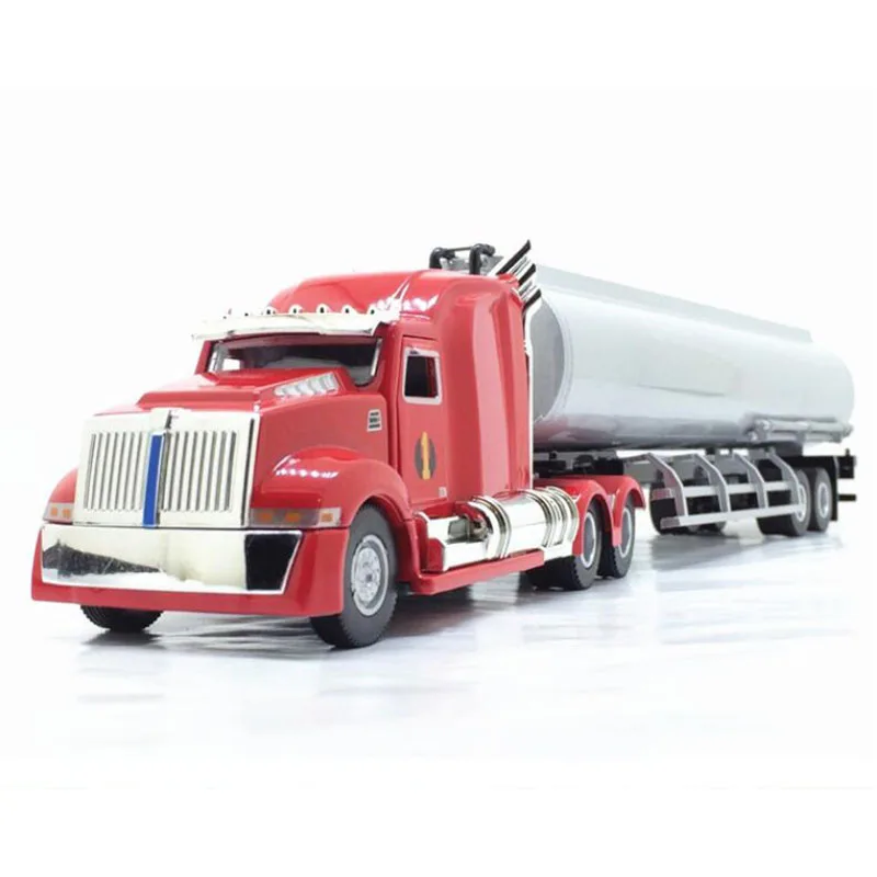 

31.5CM engineering vehicle 1/43 scale alloy die-casting trailer fuel gas tank container tubing truck simulation model toy gift