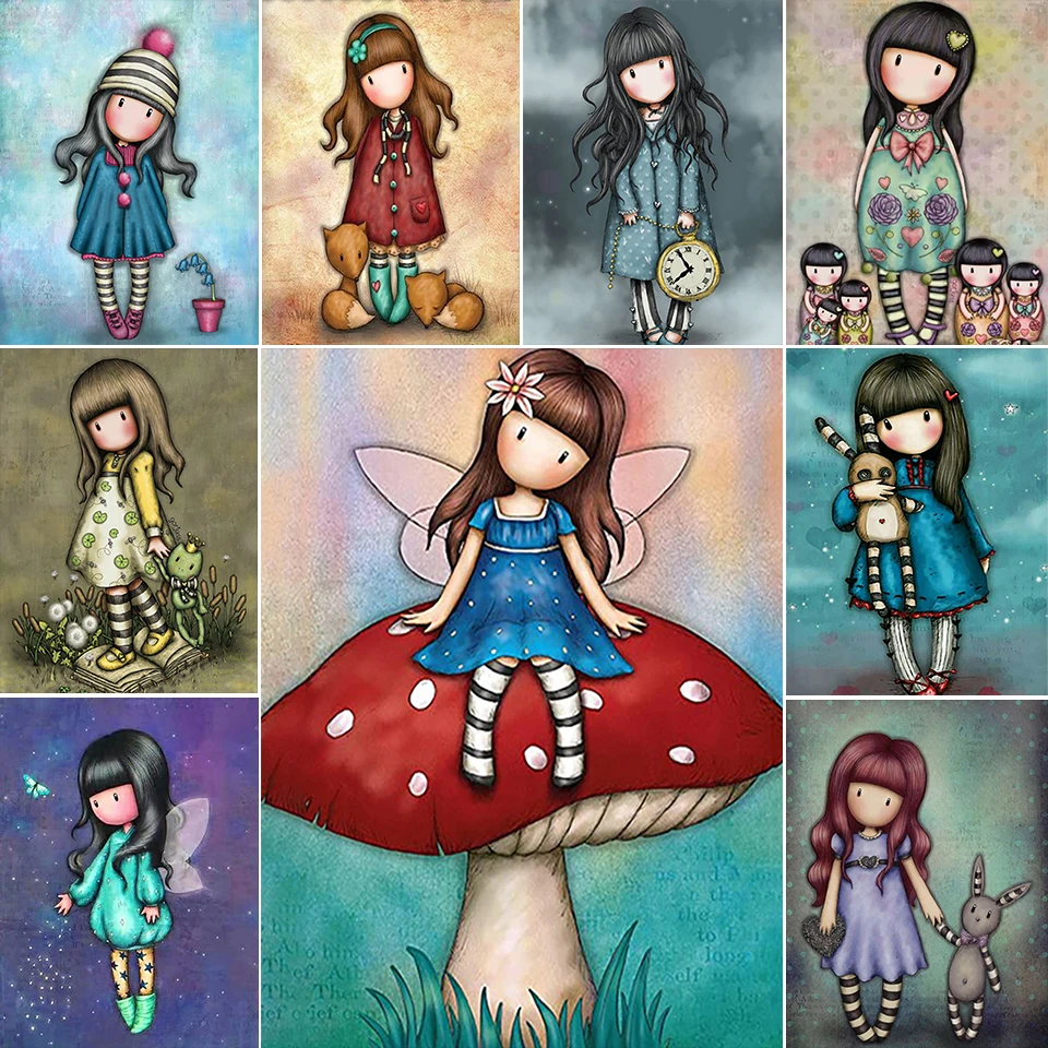 

5D Diy Diamond Painting Cartoon Girl Portrait Full Diamond Embroidery Mosaic Cross stitch kitsdecoración hogar