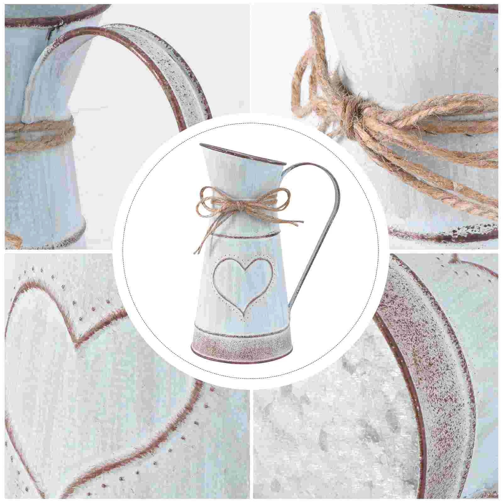 

Vase Flower Metal Pitcher Jug Can Vases Rustic Decorative Shabby Pot Farmhouse Galvanized Decor Tin Iron Buckets French Vintage