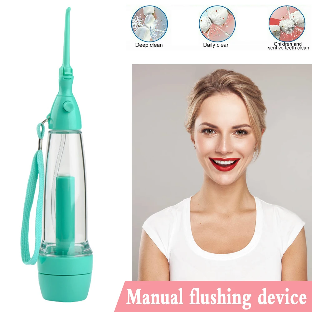 

Portable Oral Irrigator Dental Floss Hygiene Manual Water Thread Flosser Jet Nozzles Waterpick Teeth Cleaner Mouth Washing Tool