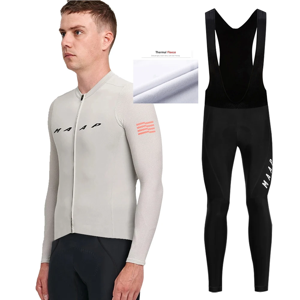 

MAAP Pro Team Men's Long Jersey Pants Set Bicicleta Cycling Winter Bike Warm Sleeve Suit Racing Quick Dry Bicycle Clothes Shirt