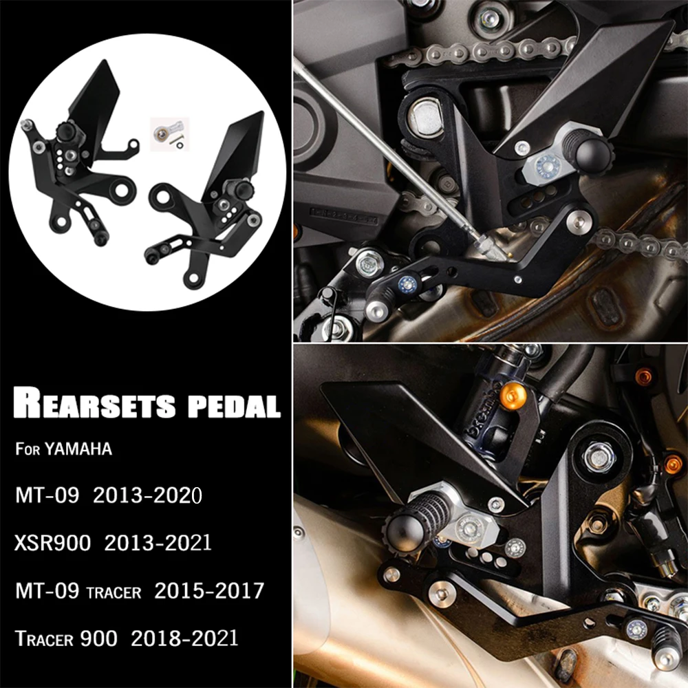 

MKLIGHTECH For YAMAHA MT-09 XSR900 MT09 Tracer 900 2020 2021 Rear Sets Pedal Adjustable Rearsets Footpegs Shift Lever Brake Kit