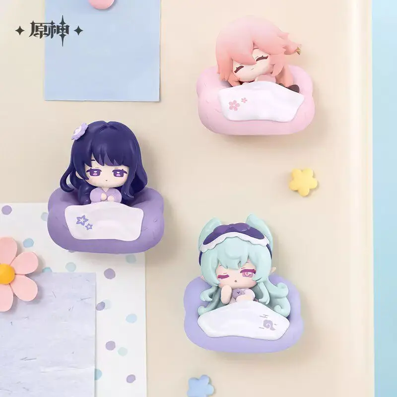Фото Официальный магнит на холодильник Genshin Impact Cloud Pillow Dream Series Chibi, коллекционная аниме-фигурка, игрушка-магнит, подарок для девочки №5