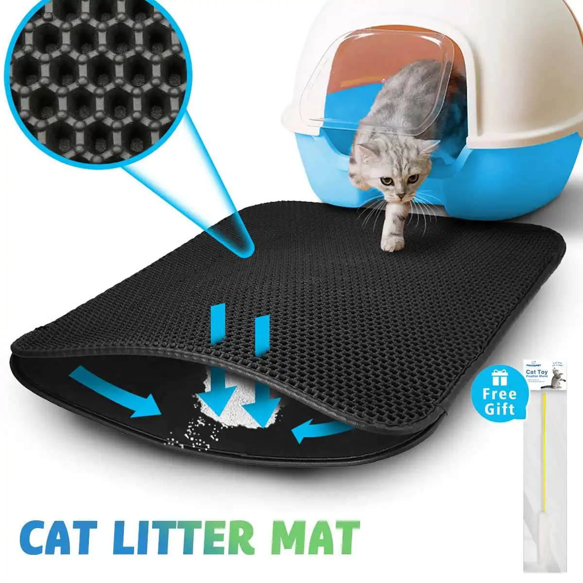 

Водостойкий коврик для кошачьего туалета, двухслойные подстилки для домашних животных, коврик для мытья дома 75*55 см